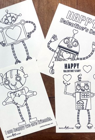 Four Robots Downloadable Valentine Cards